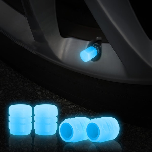 Universal Fluorescent Luminous Tire Valve Stem Caps Bildäck Va - Perfet Blue