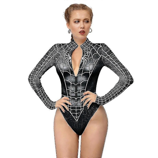 Kvinders Spiderman Skelet Knogleramme Leotard Bodysuit Halloween Party Fancy Dress Cosplay Kostume-Perfet style2 M