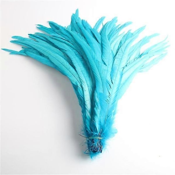 50 stk. Naturlige Kyllingehale Fjer 25-40 cm / 10-16 tommer Tøjdekoration Sceneoptræden Hanehale Fjer Plume-Perfet light blue 25-30cm