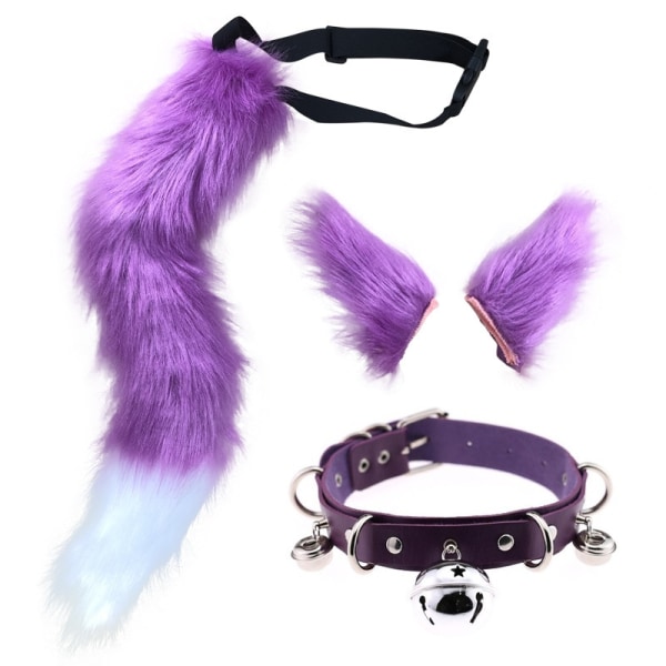 Cat Ears and Werewolf Animal Tail Cosplay Kostume - Perfet purple 65cm