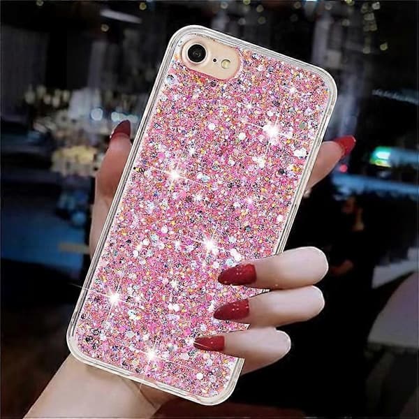 Kompatibel med iPhone 6 / 7 / 8 / SE (2020) (2022) Epoxy TPU Telefonfodral Stötsäkert Glitterpulver Dekor Telefonskal - Perfekt Pink