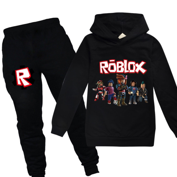 Lasten ROBLOX-huppari+housut Verryttelypuku Huppari Urheiluvaatteet - Perfet black 140cm