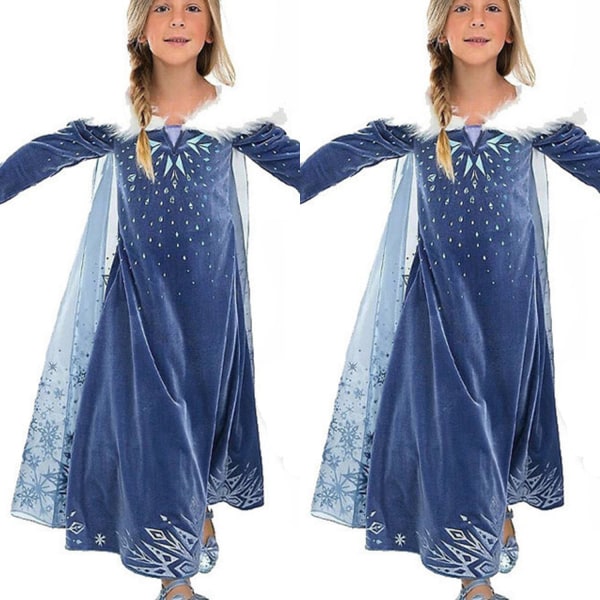 Blue snowflake Cape Princess klänning cm - Perfet blue 120