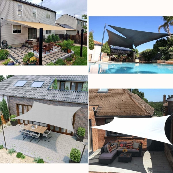 Rektangulært solsejl, 2 x 2m, vandtæt soltelt, polyester (PES), UV-beskyttelse til terrasse, have, udendørs, antracit - Perfet