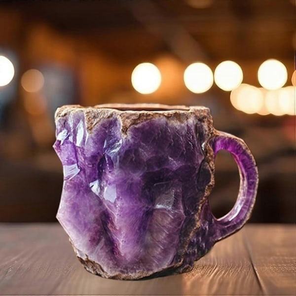 Mineral Krystall Kaffe Kanne, Flerfarget Kaffe Kanne med Håndtak, Elegant Krystallgave til Hjem og Kontor - Perfekt Purple