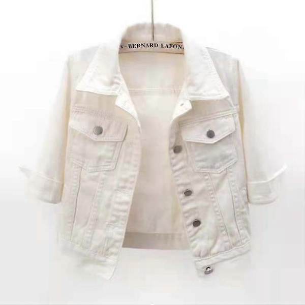 Vårförsommar Kort Kavaj Dam Ytterkläder Howdfeo Denimjacka Rosa Jeansjackor Casual Kvinnor Lila Gul Vit Lös Toppar-Perfet Pink L