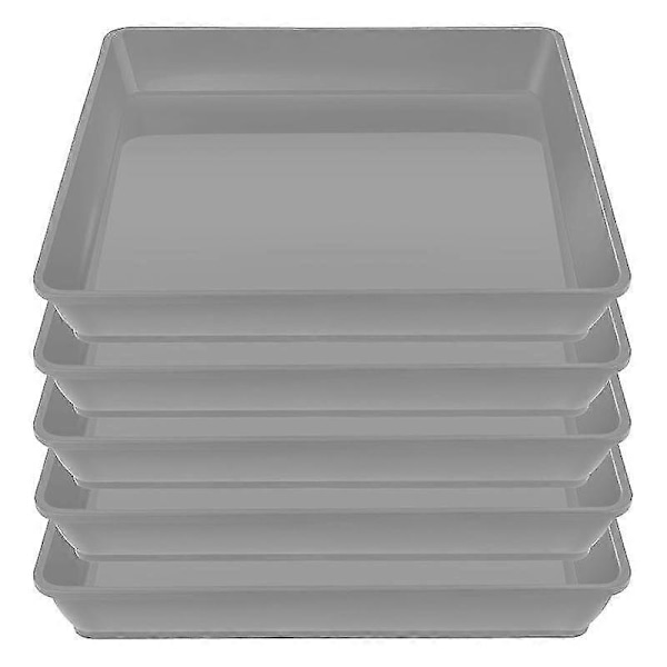 Firkantede plastik plantebakker til opsamling af overløbende vand og jord fra indendørs plantekasser - Perfekt Grey 10 inches