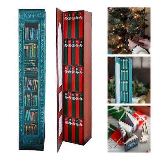 Mini Bog Dekoreret Julekalender Julekalender med 24 Bøger - Perfekt blue