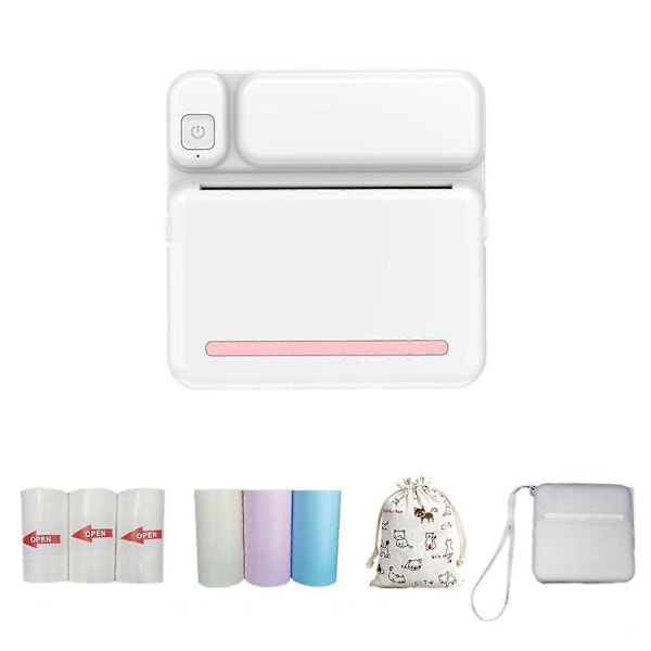 Lämpötila-tulostin, kannettava Bluetooth-tulostin, 57 mm mini langaton POS-lämpökuvatulostimet Android- ja iOS-puhelimille FLYE1984-Perfet Pink