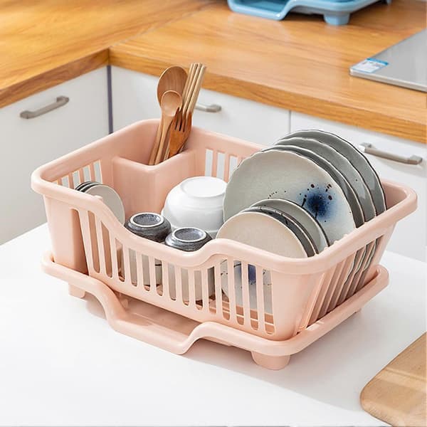 Diskställ för kök över diskho med avrinningsbricka, present till vänner och familj - Perfekt Pink