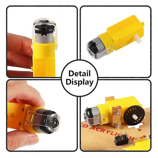 4 stk. DC Elektrisk Motor + Plast TT Motor Dekk Hjul Dobbel Aksel Girmotor TT Girkasse Motor for Sm-Perfet