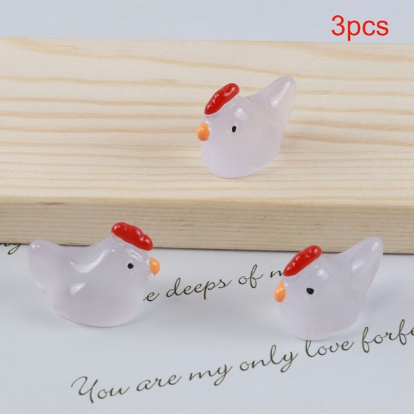 3 pcs Luminous Miniature Chick Ornaments e Chicken Ornament Car - Perfet White