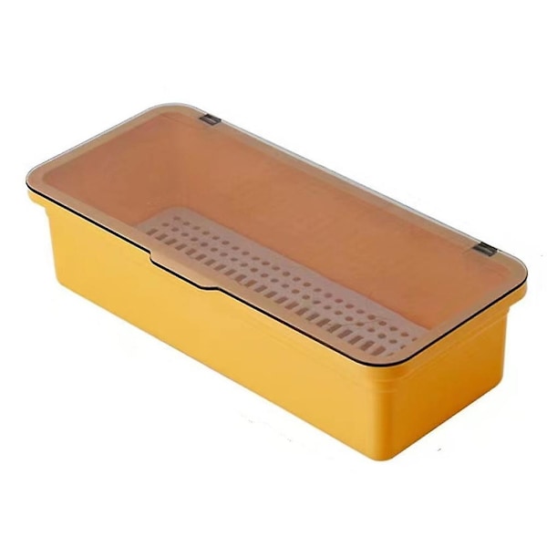 Läpinäkyvä Cutlery Tray - pölytiivis ruokailuvälineiden säilytyslaatikko - Perfet Yellow
