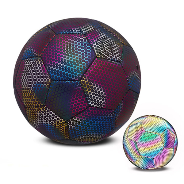 Reflekterende Fodbold, Lysende Fodbold, Reflekterende Fodbold, Glød I Mørket Fodbold, PU Lysende Fodbold - Perfekt Multicolor  Black 4