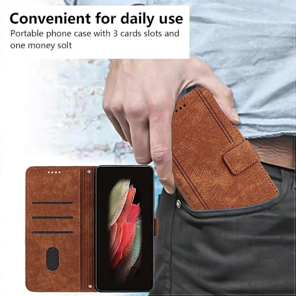 Fodral Kompatibelt med Samsung Galaxy A32 5G Magnetiskt Stänk- och Reptåligt Läder Flipfodral Kompatibelt med Samsung Galaxy A32 5G Fodral - Perfekt Brown