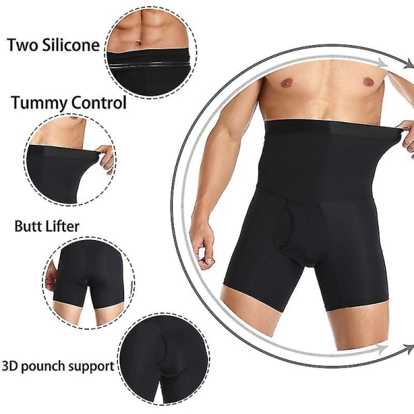 Miesten vatsahousut Body Shaper Compression Korkea vyötärö Waist trainer Vatsa Slim Body Shaper Boxer - Perfet black 3XL