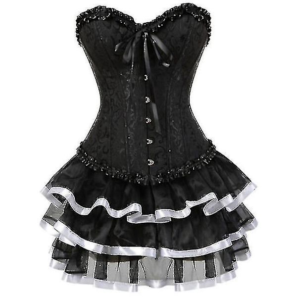 Seksikäs Korsettimekko Naisille Pluskokoinen Kostyymi Yläosa Burleske Korsetti ja Minimekkosetti Tutu Corselet-Perfet white 4XL