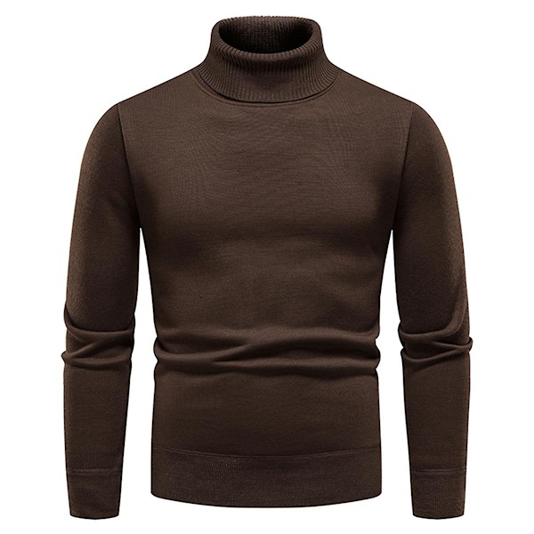 Yynuda Herre Turtleneck Lett Slim Fit Genser Casual Strikket Pullover-Perfet Coffee XS