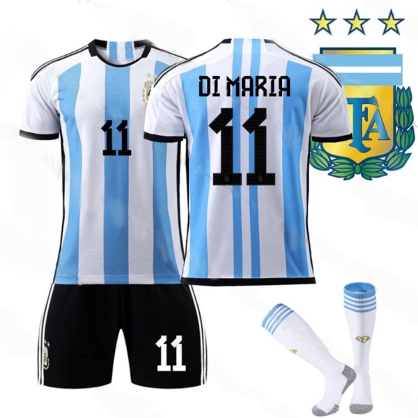 2022 World Cup Argentina 3-stjernet sæt, fodboldtræningssæt - perfekt Di Maria kids 22(120-130cm)