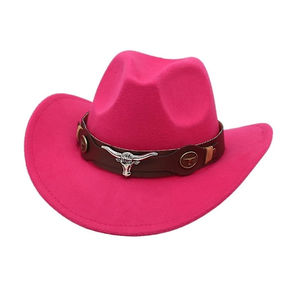 Tibetansk Cowboy Hat til Kvinder og Piger - Perfekt til Fotoshoot Rose red