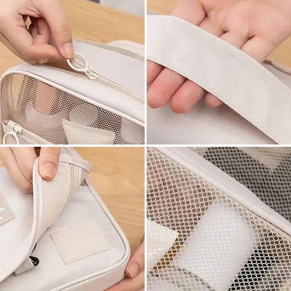 Beige sminkeveske/toalettmappe/vaskepose/sminkeveske for kvinner/jenter