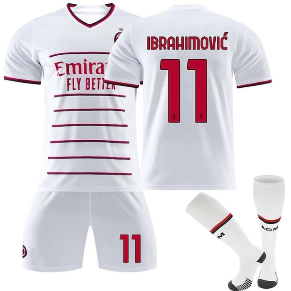 Ac Milan Away Kids Fotballskjorte for menn Treningsskjorte dress 22/23 - Perfet IBRAHIMOVIC 11 Kids 28(150-160CM)