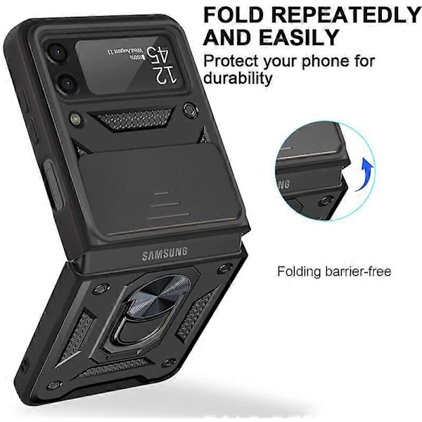 Passar Samsung Galaxy Z Flip 3 6 Mobiltelefonfodral Magnetisk Bilring Stötsäker Perfekt Black For Galaxy Z Flip 4