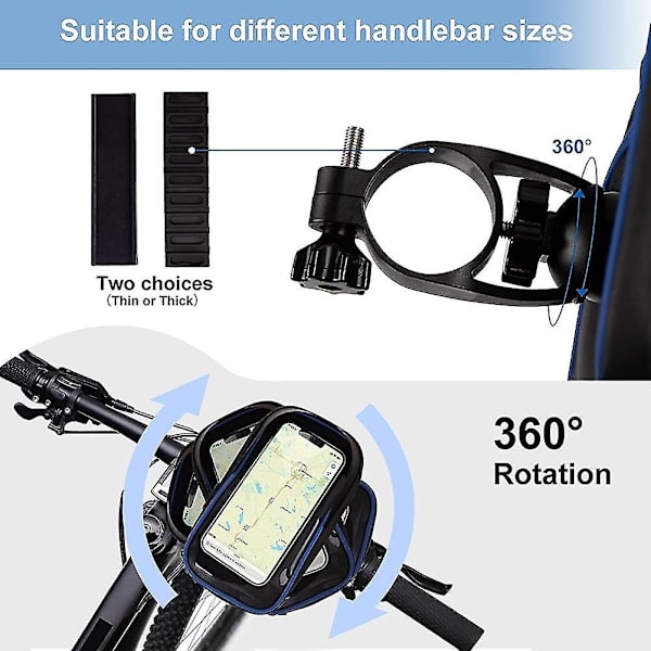 Cykel, mobiltelefonhållare, 360 rotationsväska med pekskärm - Perfet
