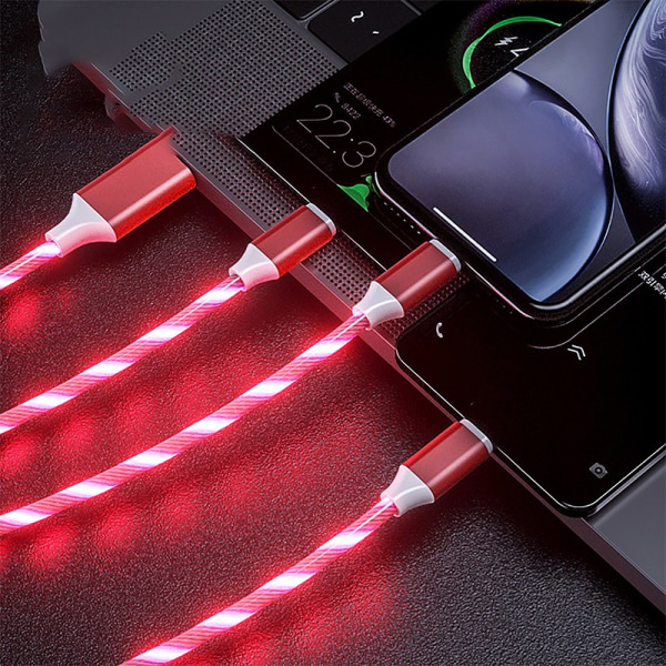 LED-valolla hehkuvat 5A pikalatauskaapelit iPhone Redmi -puhelimeen - Perfet blue 0.25m