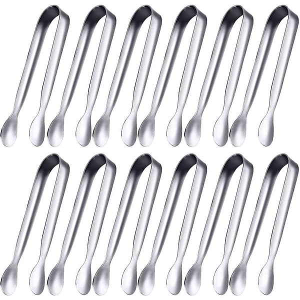 12 Mini Tang i Rustfrit Stål til Appetizers, Desserter, Charcuteri og Servering af Slik (Sølv, 11 cm) - Perfekt