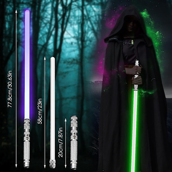 LjusSabel för Vuxna och Barn - Laser Svärd RGB 7 Färger Bytbara Ljudeffekter Laddningsbar Elektronisk LjusSabel för Halloween Cosplay Leksak - Perfekt Silver