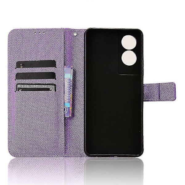 Kompatibel med TCL 505 T509K T5094 Fodral Diamanttextur PU Läder Kortplatser Ställ Telefonskal - Perfekt Purple