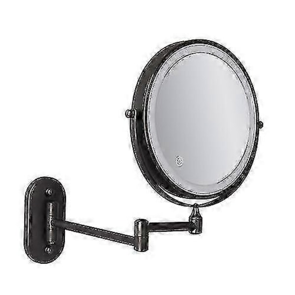 8 tum Väggmonterad Dubbelsidig Sminkspegel LED Trefärgat Ljus Badrumsspegel-Perfet Battery Models Black Triple Magnification