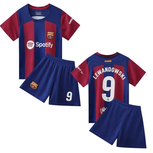 LEWANDOWSKI No.9 Jerseysett Barcelona treningsskjortedress for barn Gutter sesong 2023-24 - Perfet Size 26