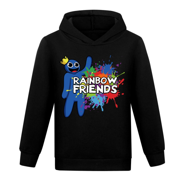 Roblox Rainbow Friends Børn Dreng Pige Hættetrøje Top Sweatshirt - Perfet Black 160cm