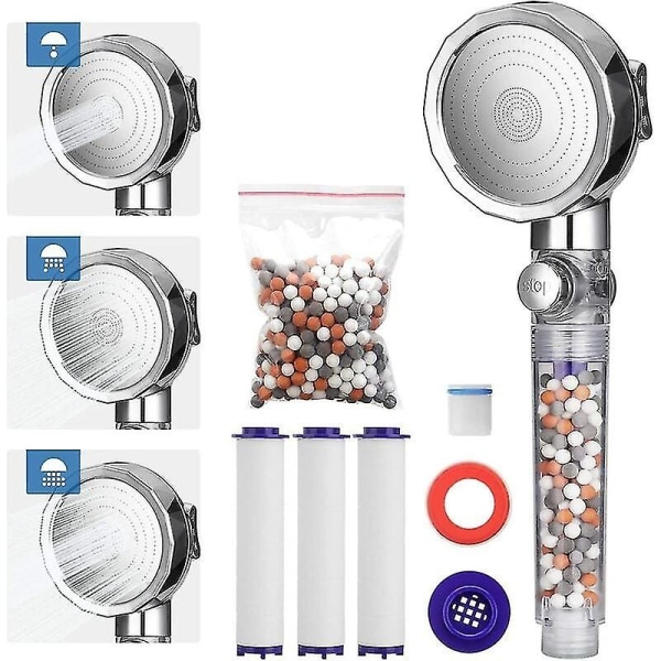 Dusjhode dusj anti-kalkstein filter 3 moduser vannsparing