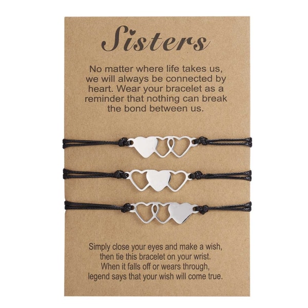 Søsterarmbånd 3 Søstre - Sisterhood Friendship armbånd - Perfet silver
