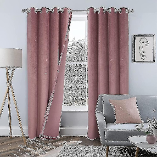Luksuriøse termisk isolerede gardiner, tykke, solide, effektive mørklægningsgardiner - Perfekt Pink W 39x H 55 100cm*140cm