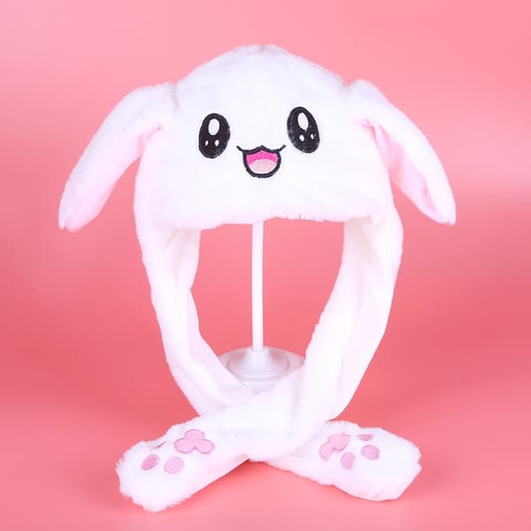 Plys varm kaninhat med LED-lys, hoppende hat - Perfekt White Rabbit Hat without Light
