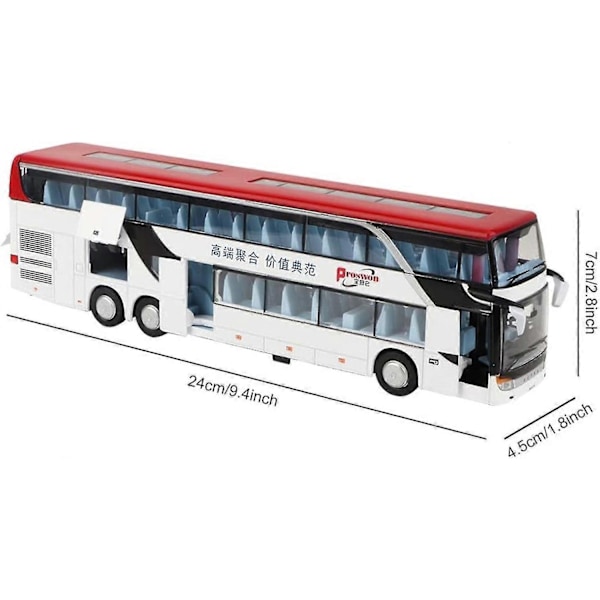 Mini dubbeldäckarbussmodell för barn med ljus och musik (vit)-Perfekt