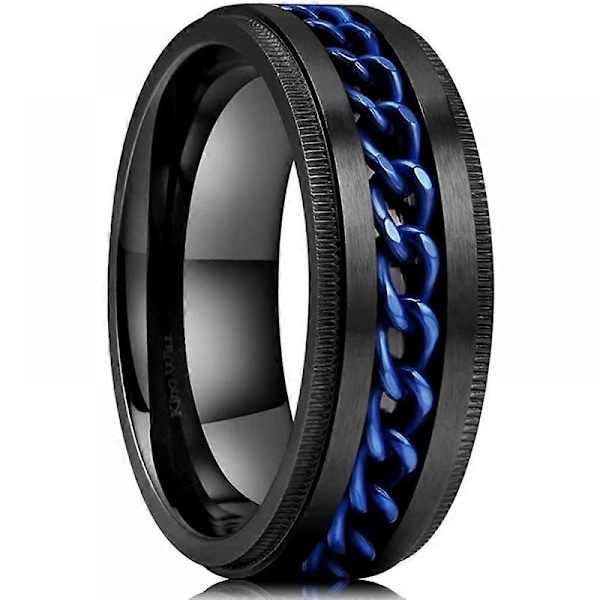 Intertwine Sort Blå Rustfrit Stål 8mm Ringe til Mænd Spinner Fidget Ring Angst Ring til Mænd Kantstens Kæde Indlæg-13.5-Perfekt 12