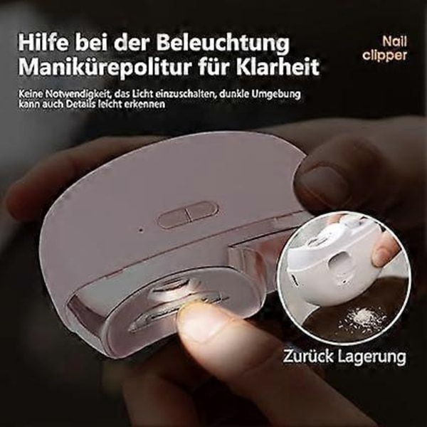 Automatisk nagelklippare med ljus, elektrisk automatisk nagelsax, elektrisk nagelklippare för barn, USB elektrisk nagelklippare, elektrisk nagel-Perfet