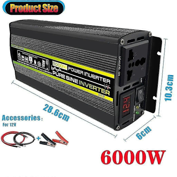 8000w/10000w Ren Sinusvågsströmriktare Spänningstransformator Intelligent Digital Display Bil Hem Utomhus Dc12v 24v 48v 60v -220v Konverterare ZD.16 60v 6000W