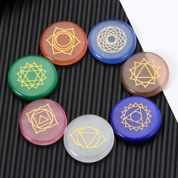 7kpl / set Chakra Healing Crystal Stone Yoga Energisten (pyöreä koko) - Perfet