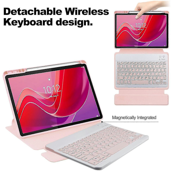 Kompatibel med Lenovo Tab M11 (Xiaoxin Pad 11 2024) Etui PU+Akryl Tablet Stand Cover med Bluetooth Tastatur - Perfekt Pink Style C Lenovo Tab M11 (Xiaoxi