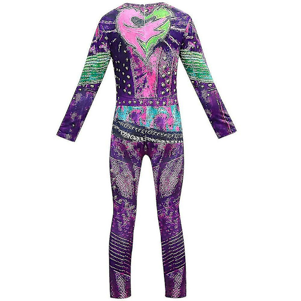 Descendants 3 Mal Costume Jenter Cosplay Jumpsuits Hansker Antrekk 9-10år 8-9years