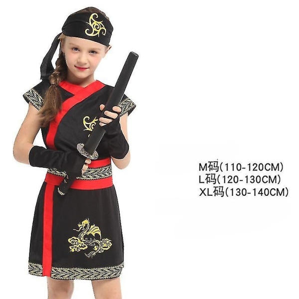 Invisible Ninja Assassin Japanese Warrior Black And Red Book Week Halloween kostym - Perfet Style 2 M