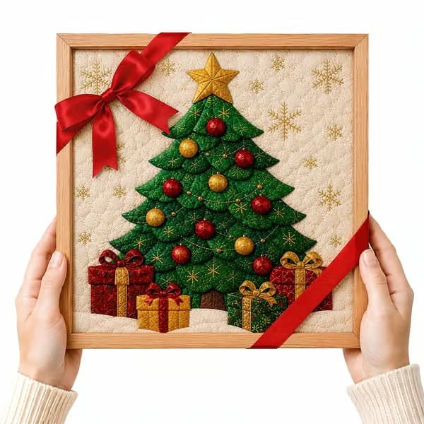 Kinusaiga Stofkunst-sæt | DIY 3D Jule-stofkunst-sæt til voksne Christmas Tree