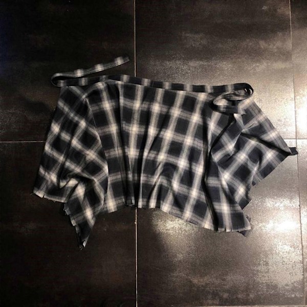 Unisex Ruudullinen Kerroksellinen Lyhyt Kietaisuhame Epäsäännöllinen Laskostettu Esiliinahame Solmittava A-linjainen Lantiohuivi Ylähame Paidanjatke Mustavalkoinen - Täydellinen Black and yellow gri