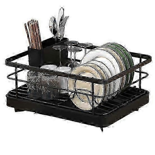 Stor Diskställ med Automatisk Avrinning & Halkfri Design - Stabil, Utrymmesbesparande, Enkel Installation - Perfekt black